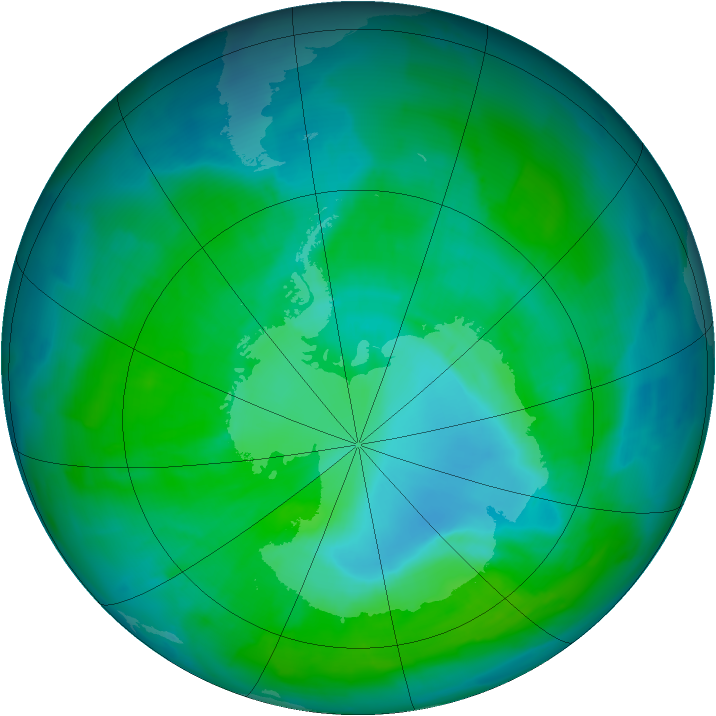 Antarctic ozone map for 27 December 2011